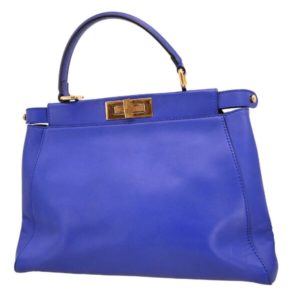 Fendi Blue Leather Peekaboo Fit 2way Handbag - Picture 13 of 15